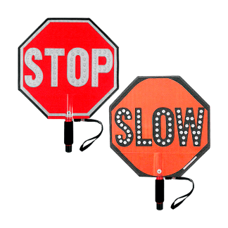 Paddle Stop Slow Flashing LED Hand Held Sign 18 inch Combo